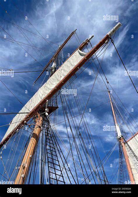 Sailing Ship Mast Pierces The Sky Stock Photo Alamy