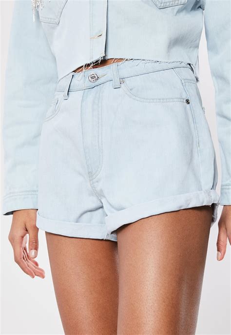 Blue Riot Light Wash High Waisted Co Ord Mom Denim Shorts Missguided