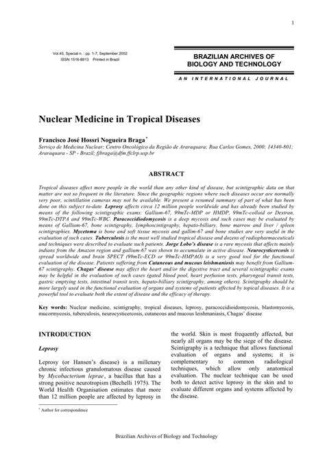 Pdf Nuclear Medicine In Tropical Diseases