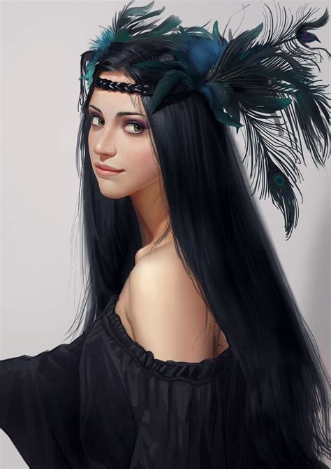 By Unknown Artist Fantasy Art Women Black Hair Blue Eyes Girls With Black Hair