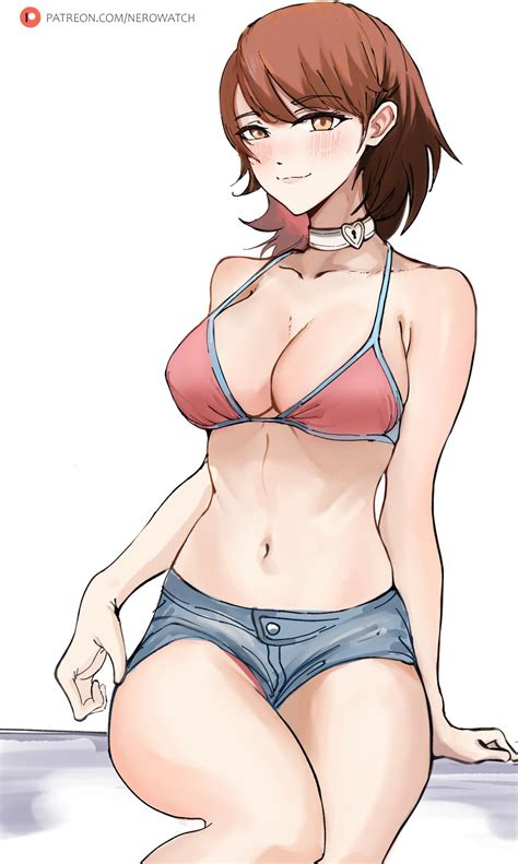 Rule 34 2020s 2021 Bikini Blue Bottomwear Blush Breasts Brown Eyes Brown Hair Choker Denim