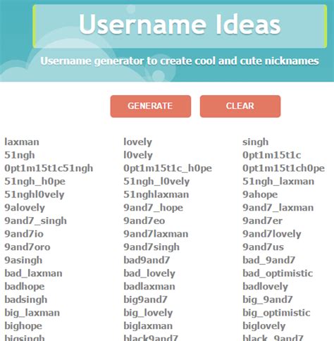 Free Random Username Generator Website Username Ideas