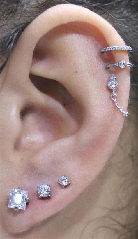 Unique Simple Ear Piercing Ideas Triple Helix Lobe Cartilage Helix