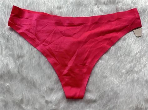 Vtg Victoria S Secret Bikini Panties Second Skin Size L Hot Pink Thong