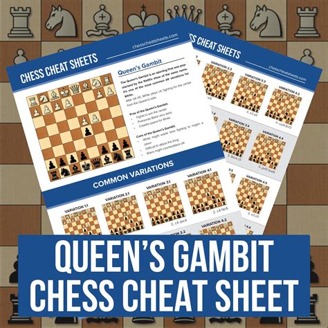 Queens Gambit Chess Opening Cheat Sheet Etsy