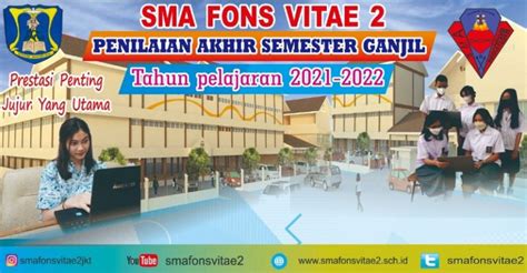 Jadwal Penilaian Akhir Semester Pas Ganjil Tp 20212022 Sma Fons