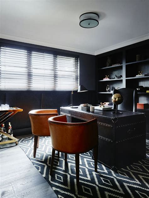 Dark Masculine Home Office Interior Contemporary Home Offices Office