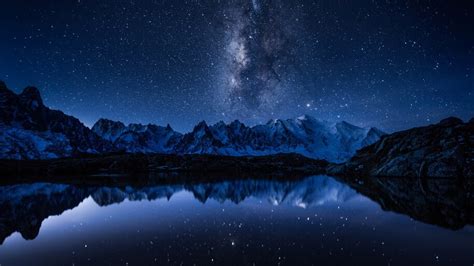Night Sky Stars Mountain Lake Landscape Scenery 8k 4773 Wallpaper
