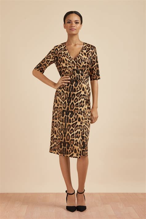 The Pretty Dress Company END OF LINE Zoe Leopard Print Wrap Midi