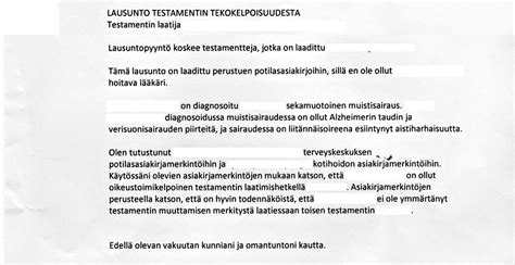 Muistisairaan testamentin manipulointi voi kannattaa - ei tehokkaita keinoja estää sitä - Seura.fi