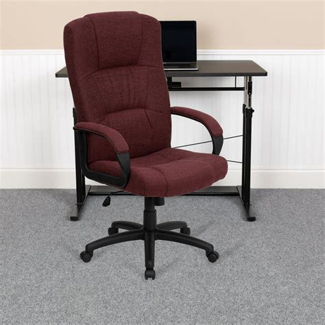 flash furniture high back burgundy fabric executive swivel office chair with arms