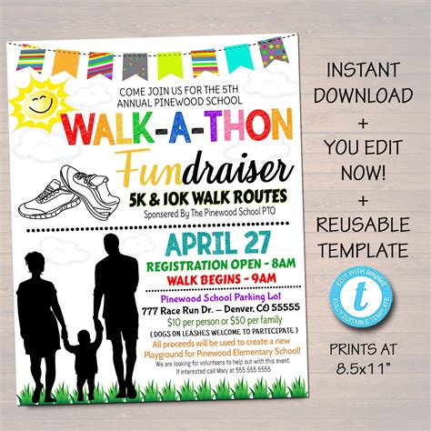 Walkathon Fundraiser Flyer School Community Fundraising Event | Etsy