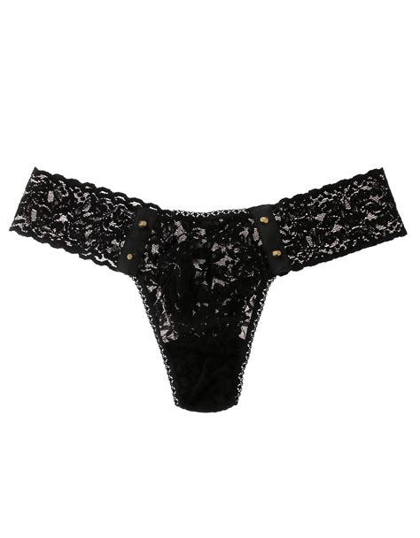Lyst Hanky Panky After Midnight Studded Lace Thong In Black