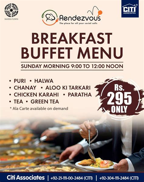 Breakfast Buffet Menu Rendezvous Club Bahria Town Karachi Bahria