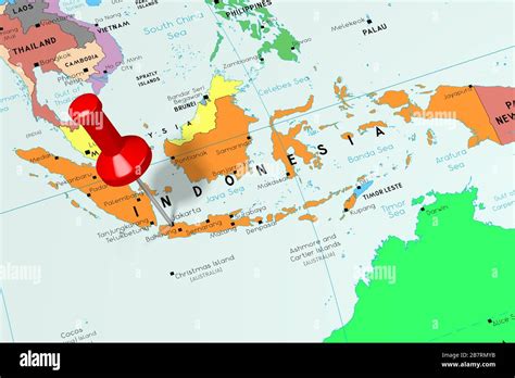 Indonesia Jakarta Capital City Pinned On Political Map Stock Photo