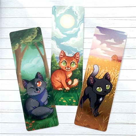 Original Trio Bookmark Set Warrior Cats Cat Bookmark Etsy