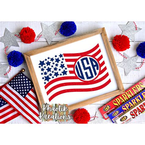 American Flag Monogram Svg 4th Of July Svg Usa Flag Svg Etsy
