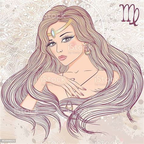 Astrological Sign Of Virgo As A Portrait Of Beautiful Girl Stock