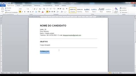 Curriculo Pronto Para Preencher Wordpad