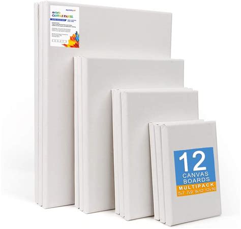 Stretched Canvas Boards Multi Pack 5x7 7x9 9x12 12x16 Set Of 12
