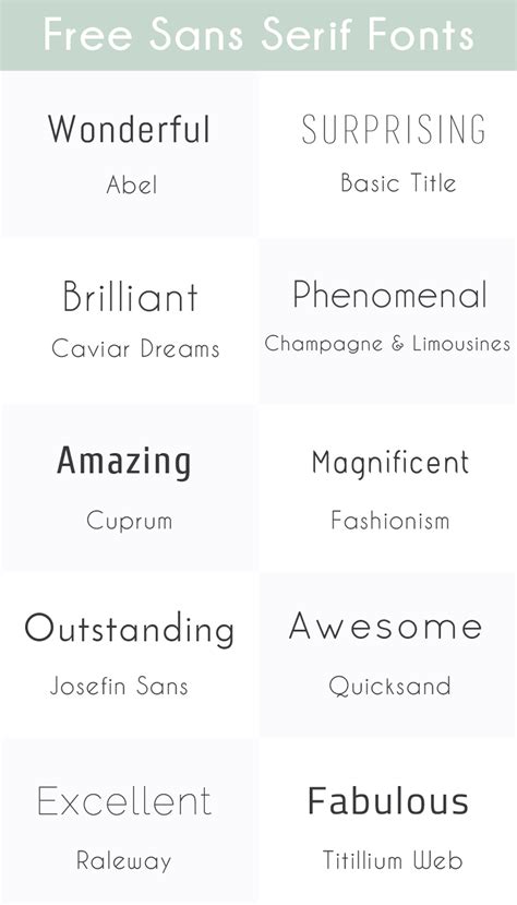 These fonts are easy to read, crisp and clean and ideal for flow text. Sunday Freebie: 10 Free Sans Serif Fonts | Typography ...