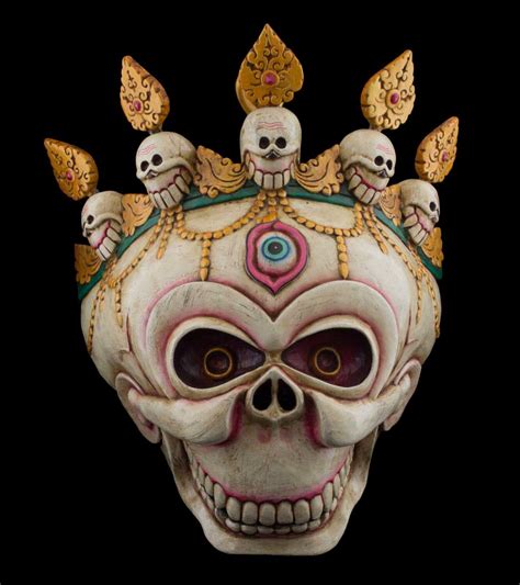 Grand Masque Citipati Tête de mort tantrique 49cm Himalaya rituel Chamane 26775