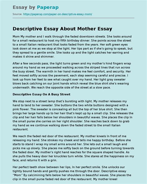 Descriptive Essay About Mom My Mother Essay