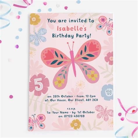 Butterfly Birthday Party Invitations Butterfly Birthday Party