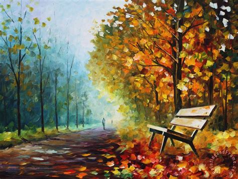 Leonid Afremov Autumn Park Painting Autumn Park Print For Sale