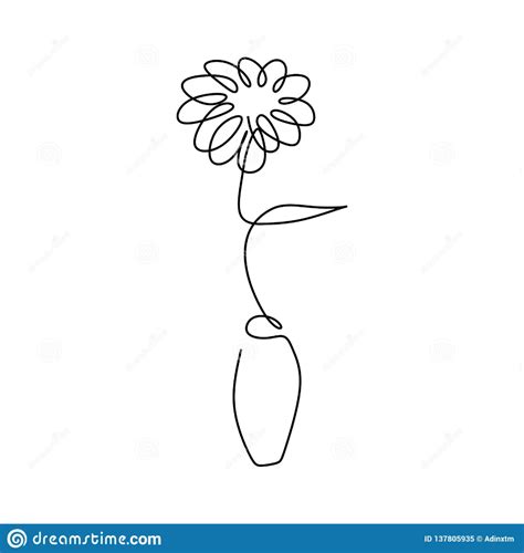 Illustration About Simple Continuous Line Art Drawing Of Flower Vector