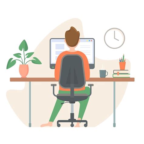 Premium Vector Man Working On A Computer Vector Flat Modern Style