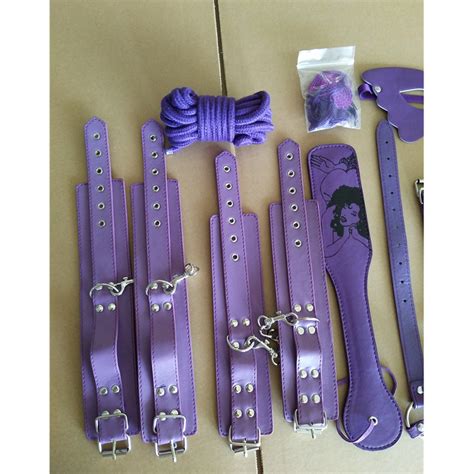 Purple Faux Leather 8pcsset Adult Toys For Male Couples Leather Fetish