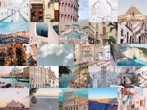 Travel Aesthetic Photo Wall Collage Kit Digital Download Etsy Photo