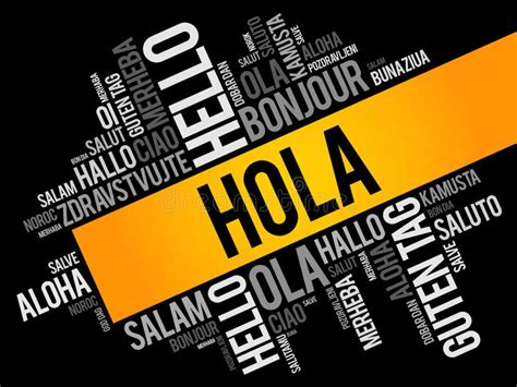 Hola Hello Greeting In Spanish Word Cloud Stock Illustration