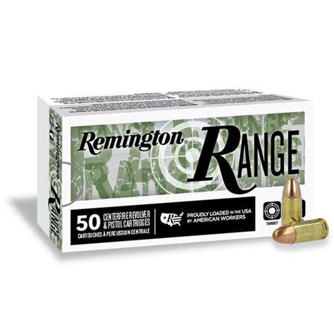 Remington 9mm Luger 115gr Fmj Range Handgun Ammo 50rd Center Mass Inc