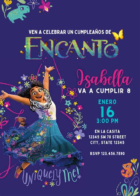 Invitación A La Fiesta De Cumpleaños De Encanto Mirabel Purple Etsy