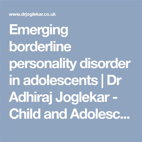 Emerging Borderline Personality Disorder In Adolescents Borderline