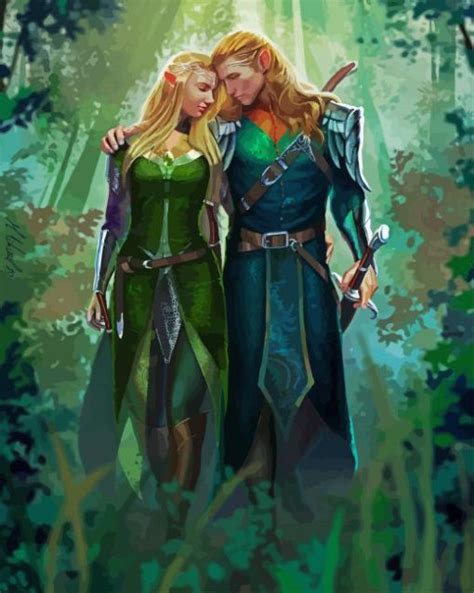 Elves Couple Paint By Numbers Pbn Canvas