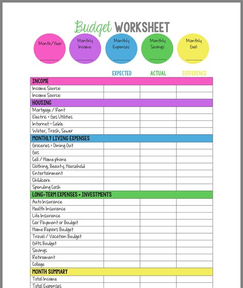 Income And Expense Worksheet