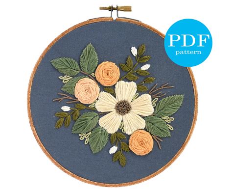 Neutral Floral Embroidery Pattern. Beginner Embroidery. PDF | Etsy Canada