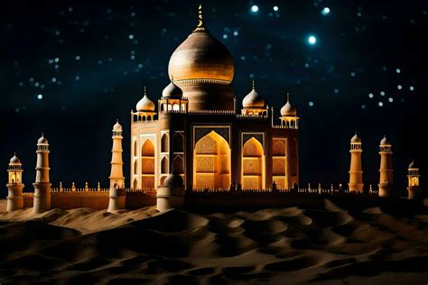A Taj Mahal At Night With Stars In The Sky Ai Generated 30279759 Stock