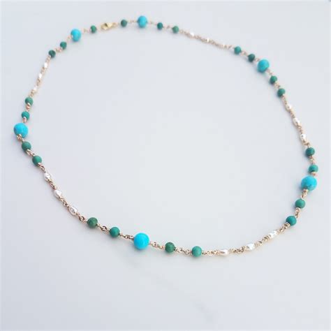 Turquoise And Pearl Necklace Lola Florence Jewelry Hawaii