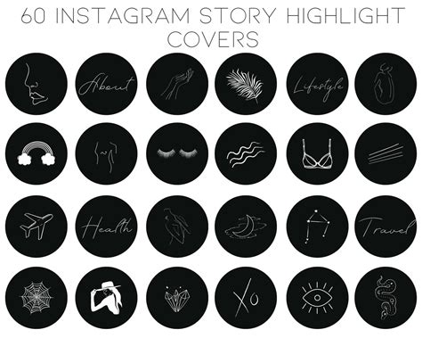 Buy 60 Instagram Highlight Covers Black Instagram Icons Text Online In