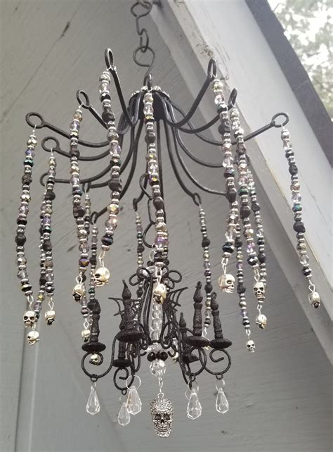 One Of Kind Gothic Chandelier Made From Iron Base Crystals Silver And