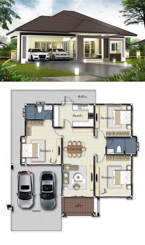 3 Bedroom Bungalow House Floor Plans 3d Floorplansclick