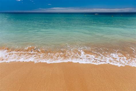 Blue Ocean Wave On Sandy Beach Soft Wave Of Blue Ocean On Sandy Beach