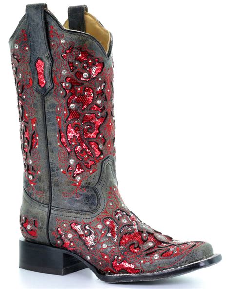 Corral Womens Sequin Inlay Western Boots Square Toe Boot Barn