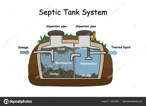 Septic Tank Diagram Septic System Drain Field Scheme Underground Septic Stock Vector By ©kajani