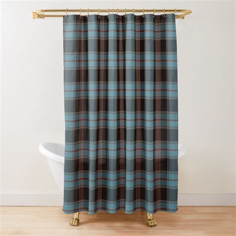 Teal Brown Red Cream Plaid Shower Curtain By Kpcaptures Plaid