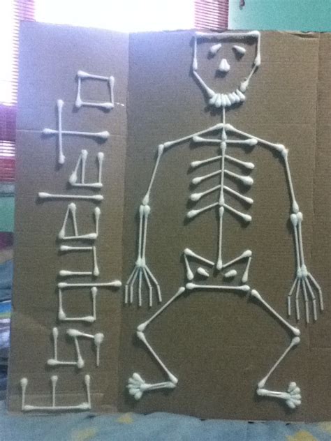 Skeleton With Swabs Crafts For Kids Halloween Human Body Human